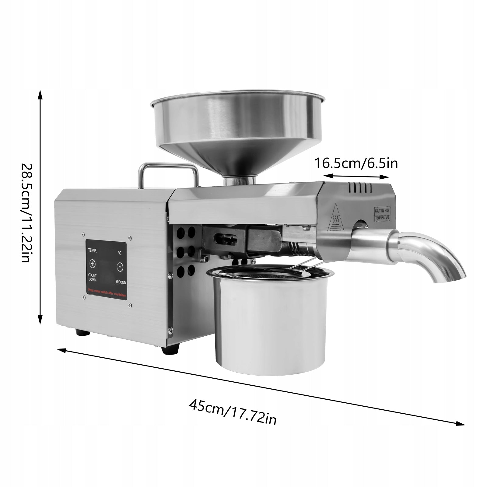 ELECTRIC OIL PRESS MACHINE 610W 5KG/H TEMPERATURE CONTROL, HOST EXTENDED Manufacturer code 297446