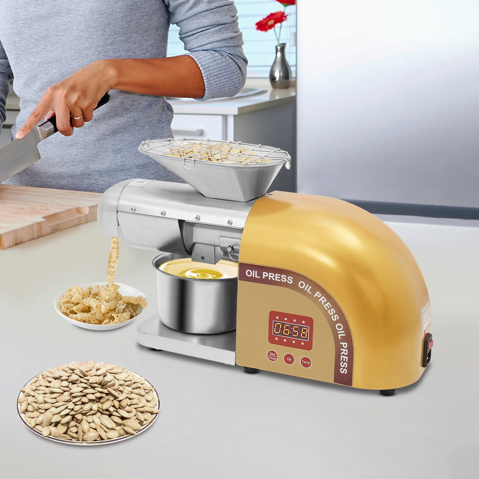 ELECTRIC OIL PRESS MACHINE PRESS EXTRACTOR 1800W 95% EXTRACTION RATE 5KG/H Packaging status original