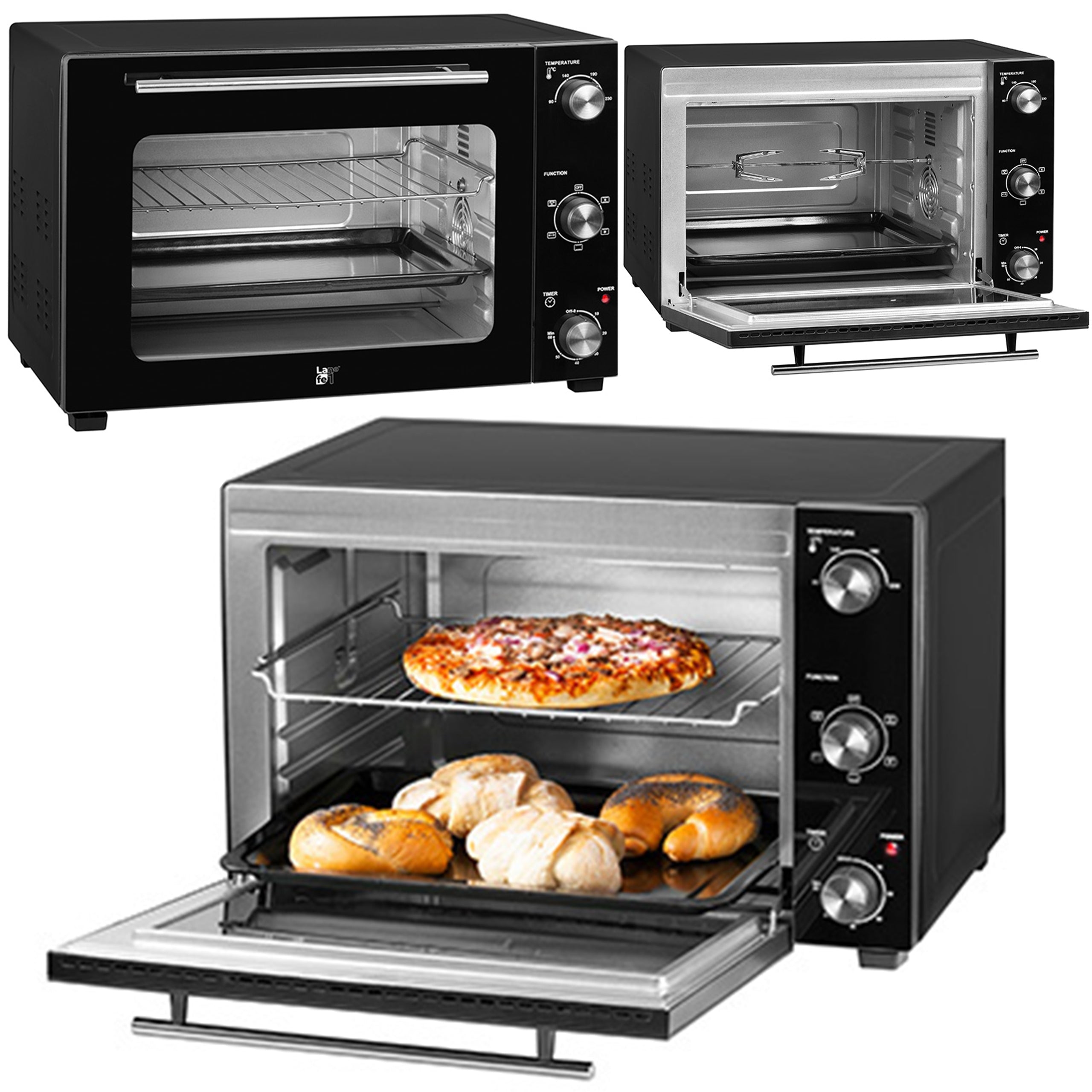 ELECTRIC OVEN 48L SPIT + GRILL + FREESTANDING PORTABLE THERMOCOUPLE