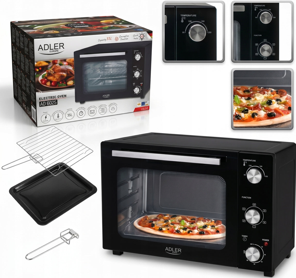 ELECTRIC OVEN FUNCTION DIFFERENT TIMER SOUND SIGNAL 5 MODES 35L