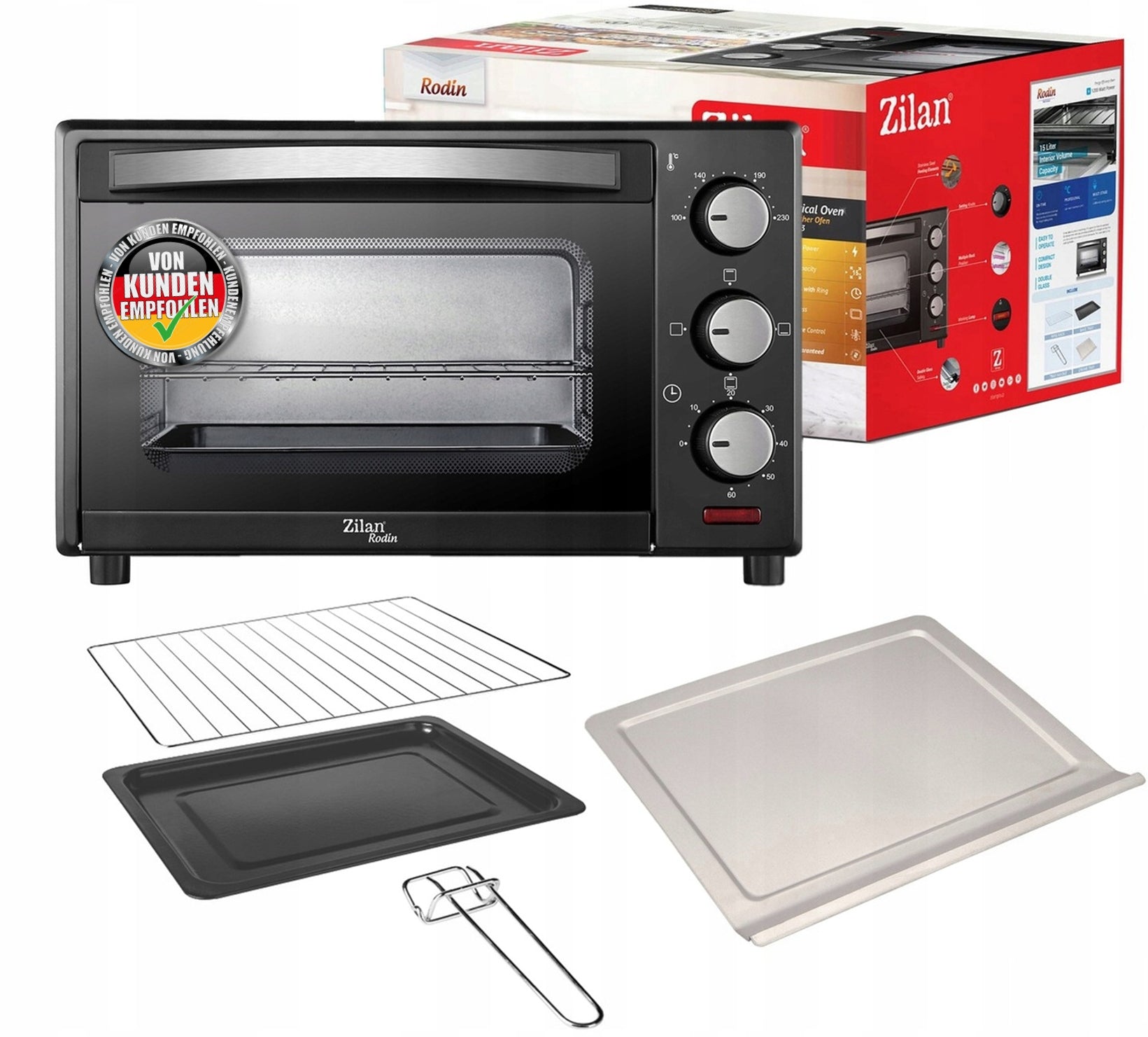 ELECTRIC OVEN MINI BLACK GRILL 1200W 15L Manufacturer code ZLN0973