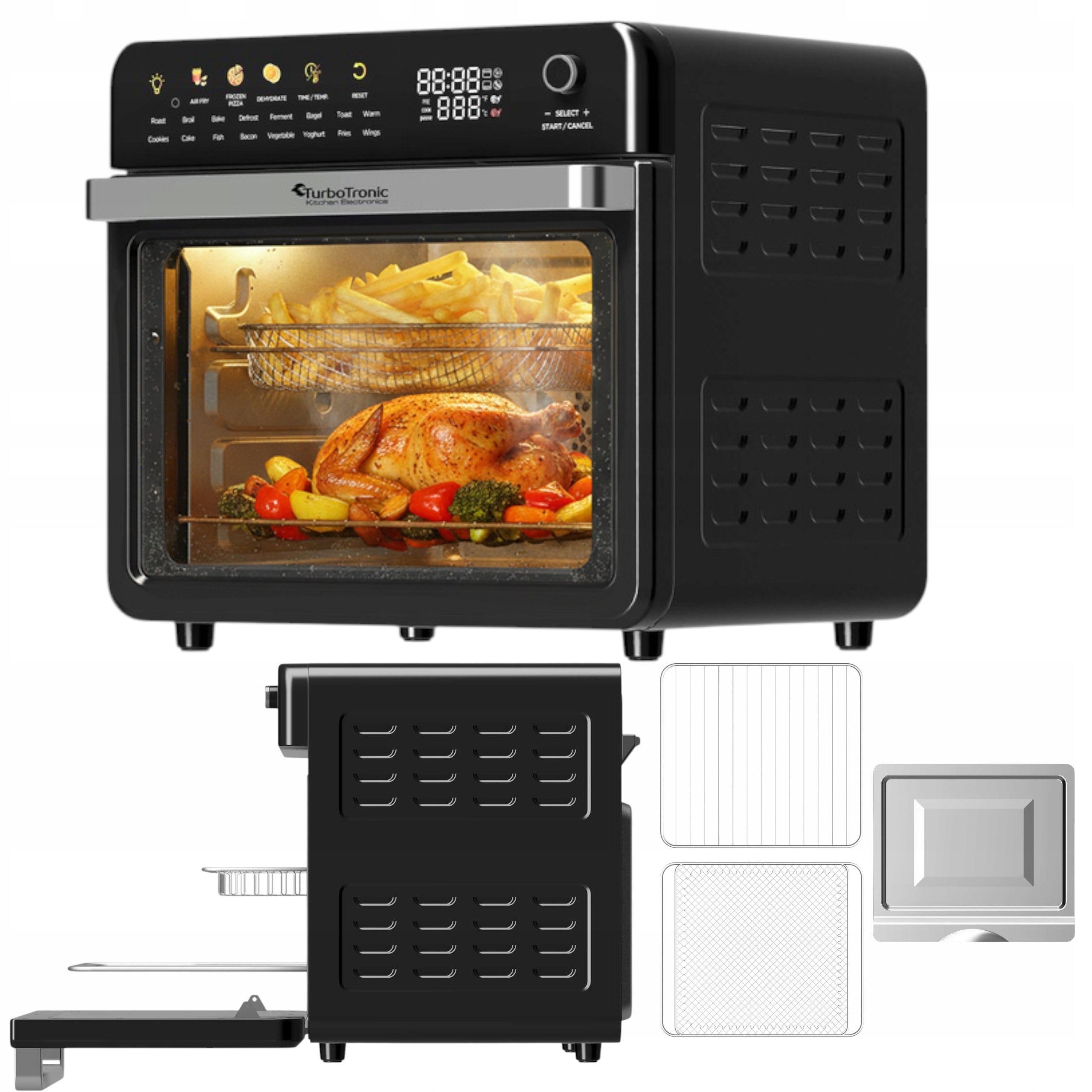 ELECTRIC OVEN WITH AIR FRYER GRILL FUNCTION 40-230°C 34L