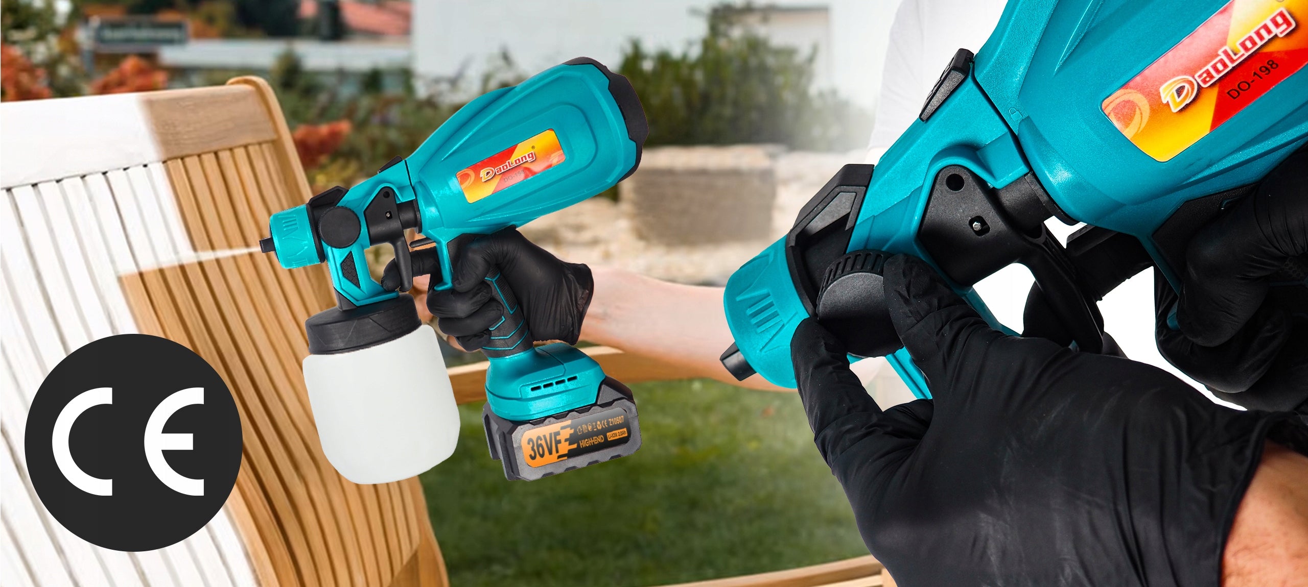 ELECTRIC PAINTING WALL PAINT GUN +2x 36V 2000mAh BATTERY EAN (GTIN) 5906555628636