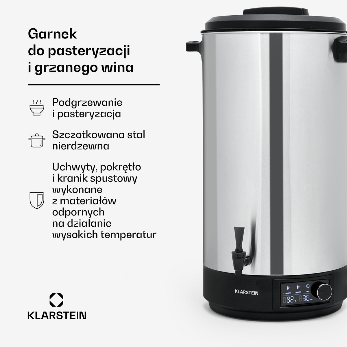 ELECTRIC PASTEURIZATION POT WITH DISPENSER BREWER KLARSTEIN 60L Dominant color silver/gray