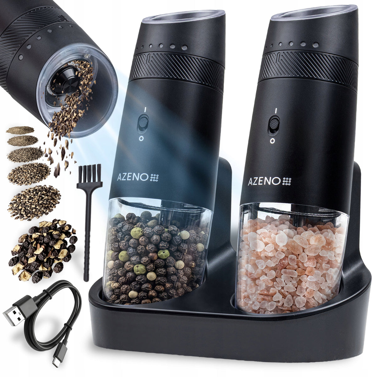 ELECTRIC PEPPER AND SALT GRINDER GRAVITY CORDLESS GRINDERS 2PCS