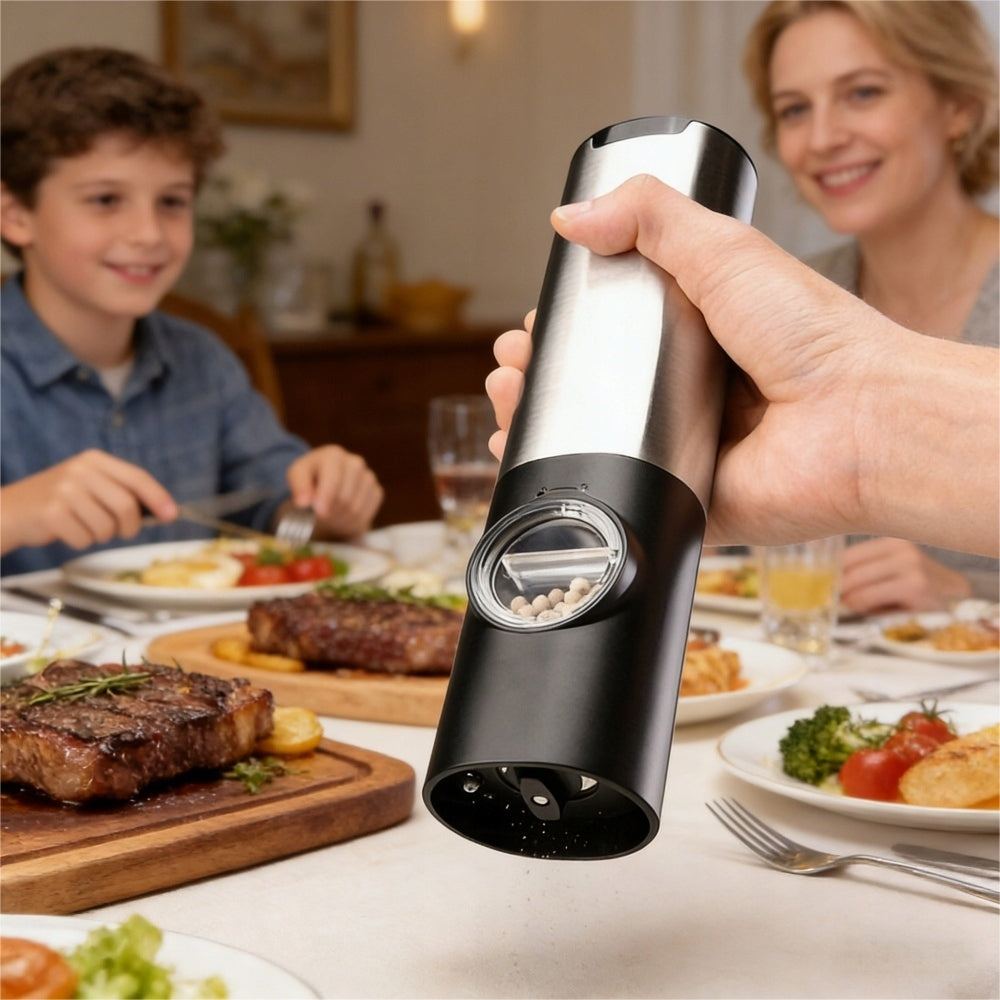 ELECTRIC PEPPER SALT GRINDER BLACK RECHARGEABLE BATTERY WITH USB SET OF 2 Manufacturer code 9736-01