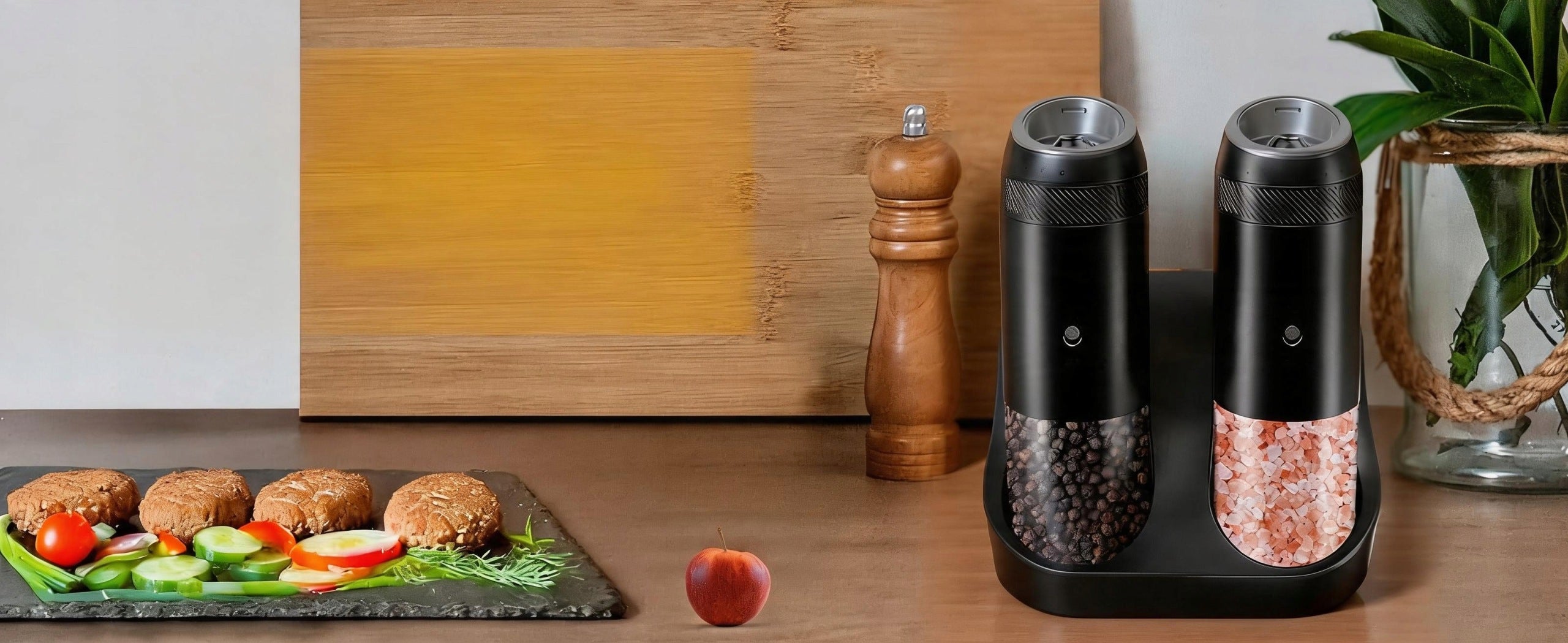 ELECTRIC PEPPER SALT GRINDER LED GRAVITY SENSOR 176ML USB SET Brand Webber