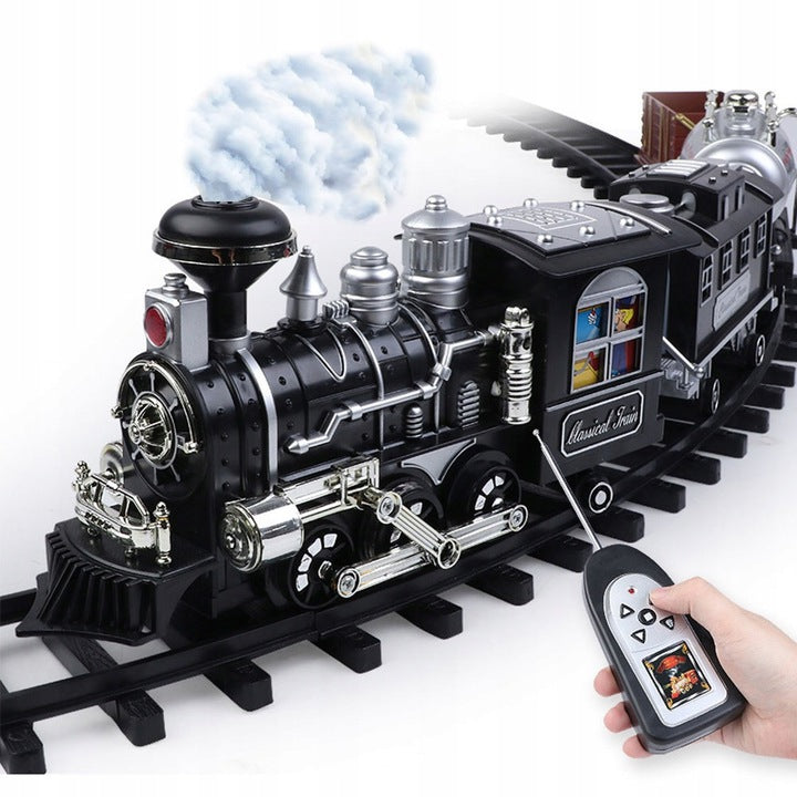 ELECTRIC QUEUE LARGE TRACK SMOKE LOCOMOTIVE TRAIN REMOTE CONTROLLED +PILOT