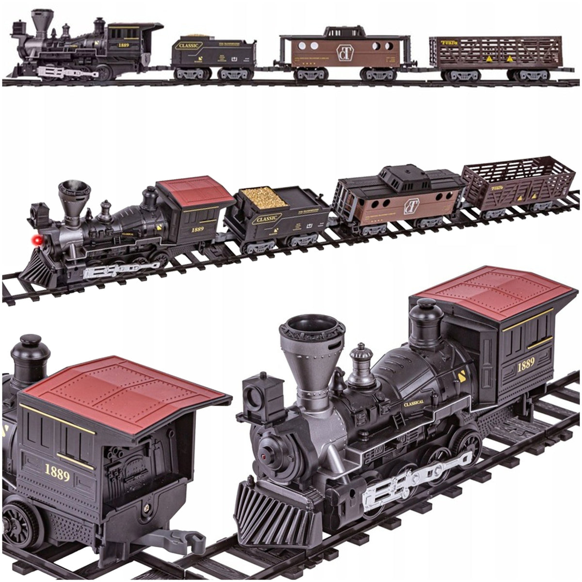 ELECTRIC QUEUE LOCOMOTIVE 3 WAGONS PAIR SOUND LED REMOTE CONTROL 2.4GHZ TRAIN