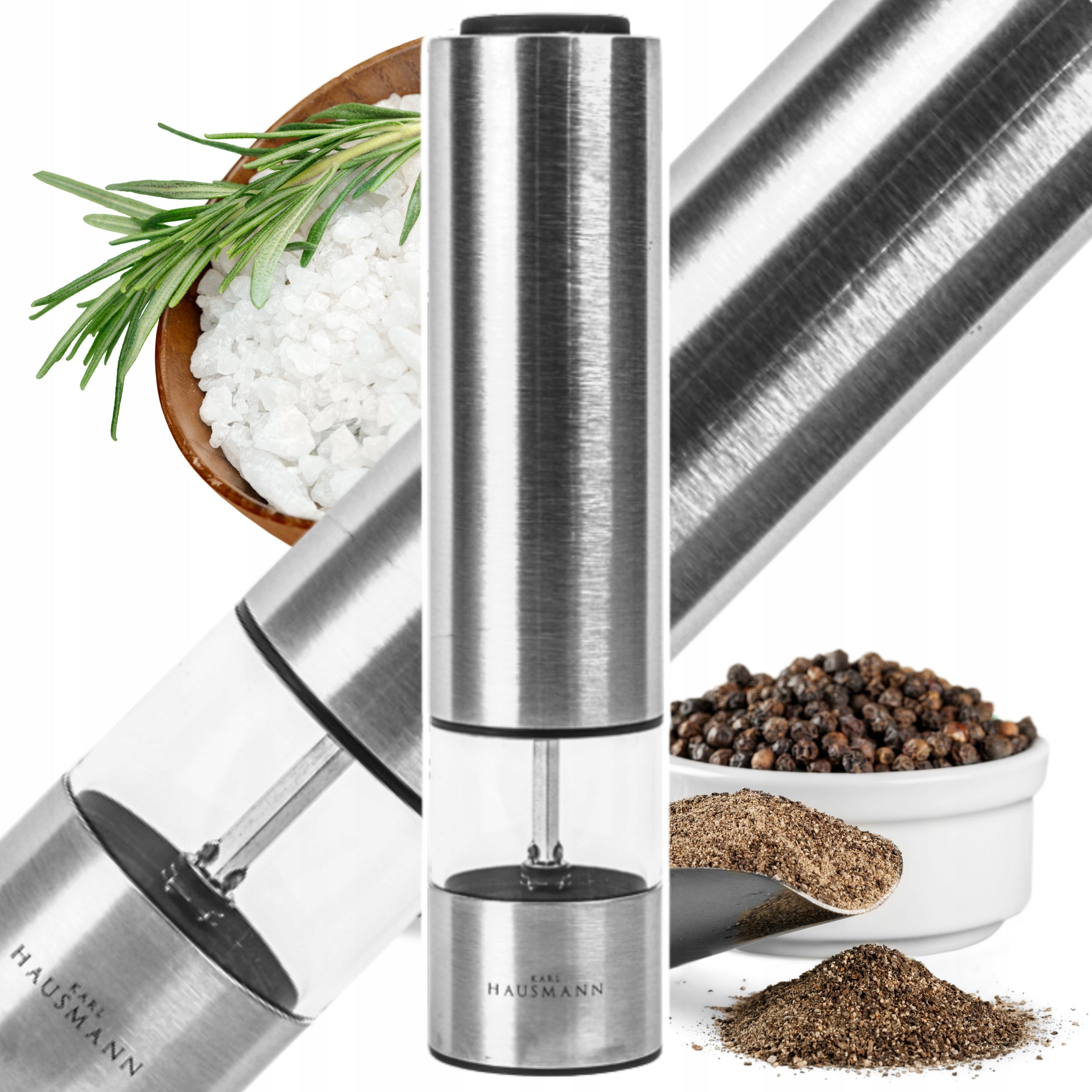 ELECTRIC SALT AND PEPPER GRINDER STEEL STRONG GRINDER KARL HAUSMANN