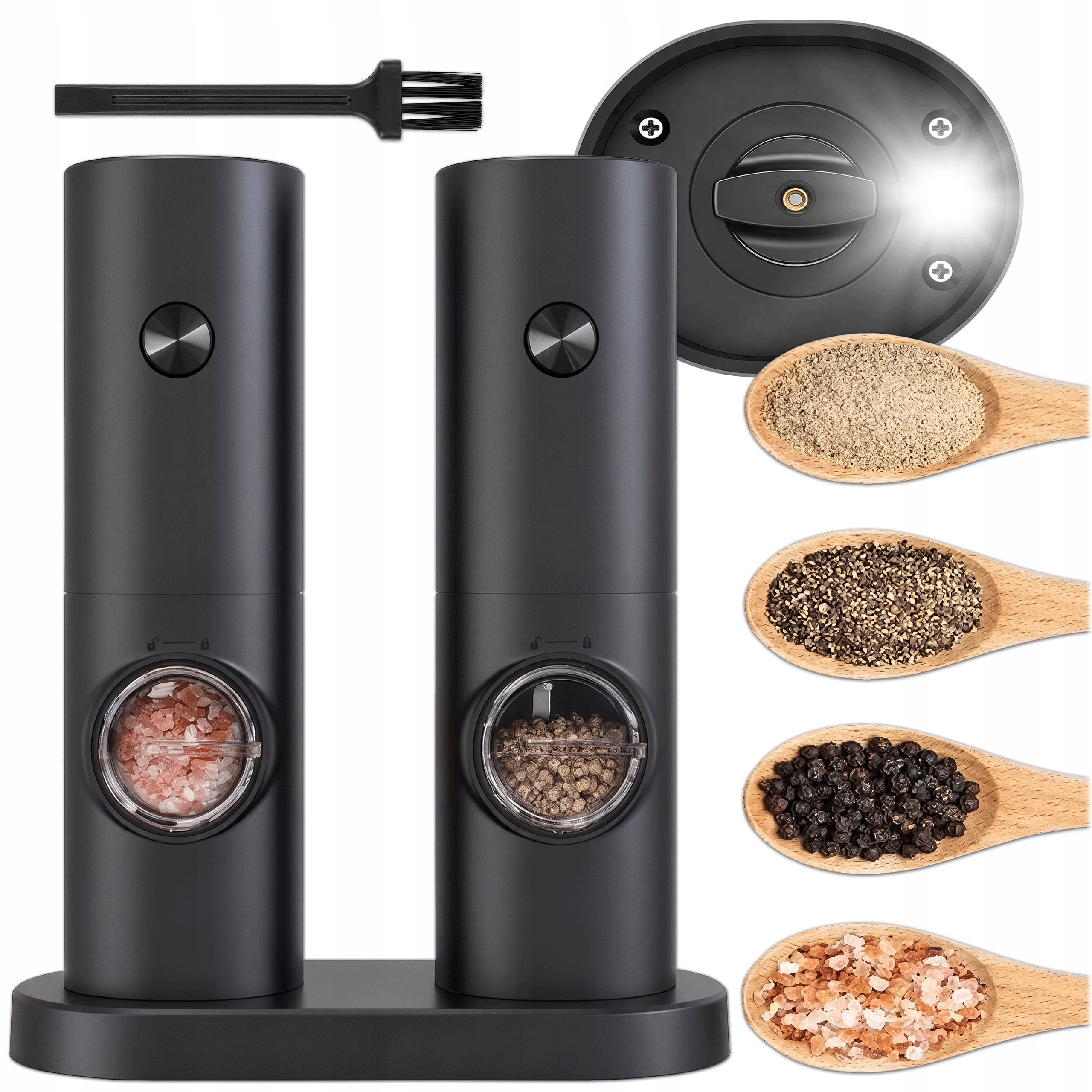 ELECTRIC SALT AND PEPPER SPICE GRINDER ADJUSTABLE SET OF 2