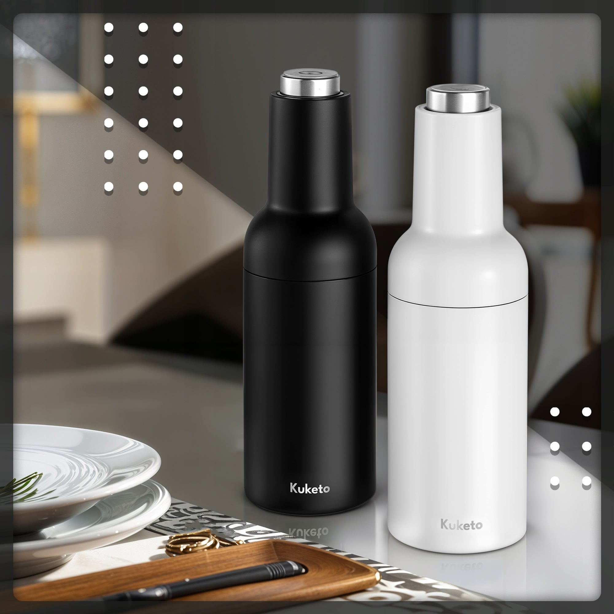 ELECTRIC SALT PEPPER GRINDER CERAMIC Gravity SET Packaging status original