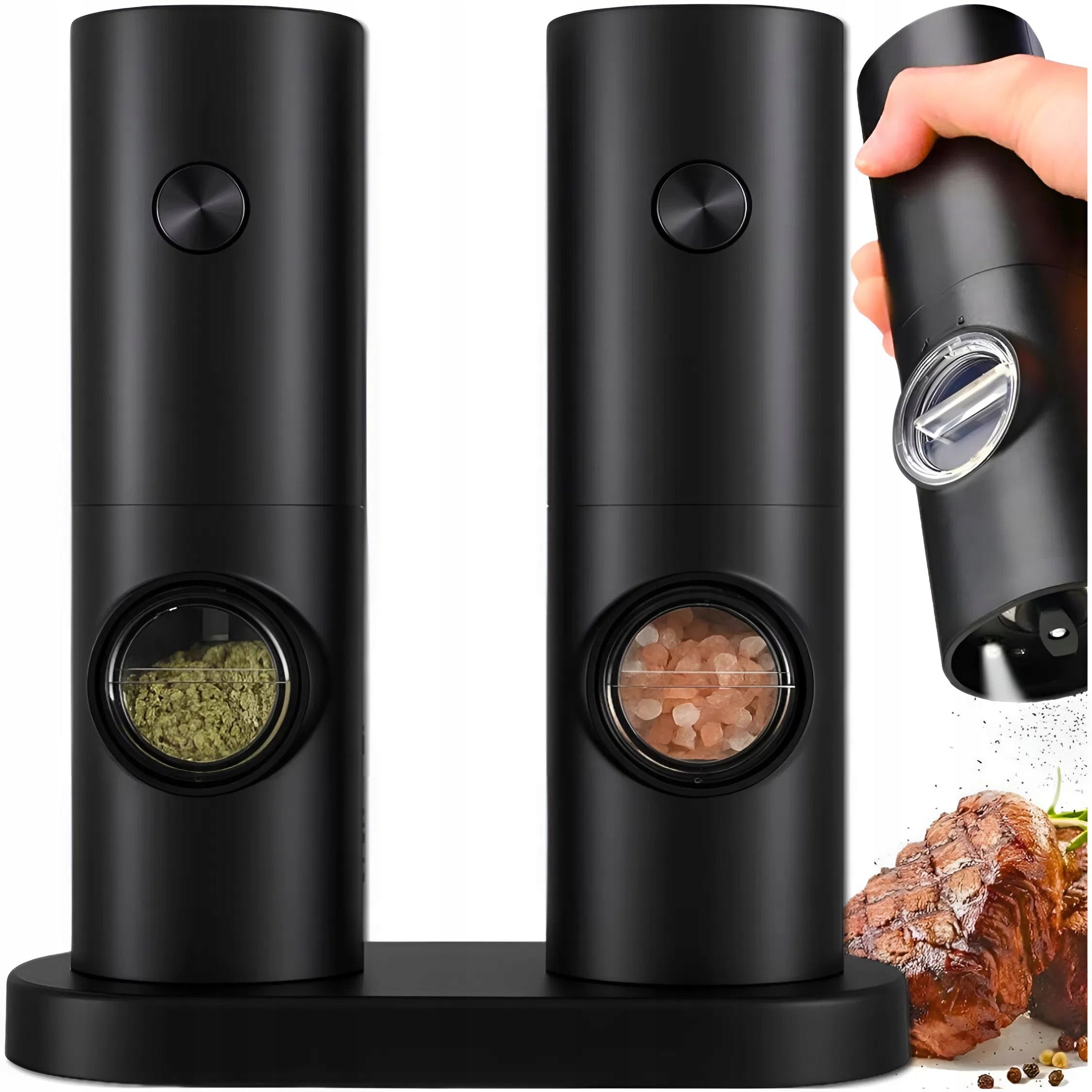 ELECTRIC SALT PEPPER GRINDER SET OF 2 AUTOMATIC BATTERY OPERATED Manufacturer code MŁYNEK DO SOLI I PIEPRZU NA BATERIE PREMIUM