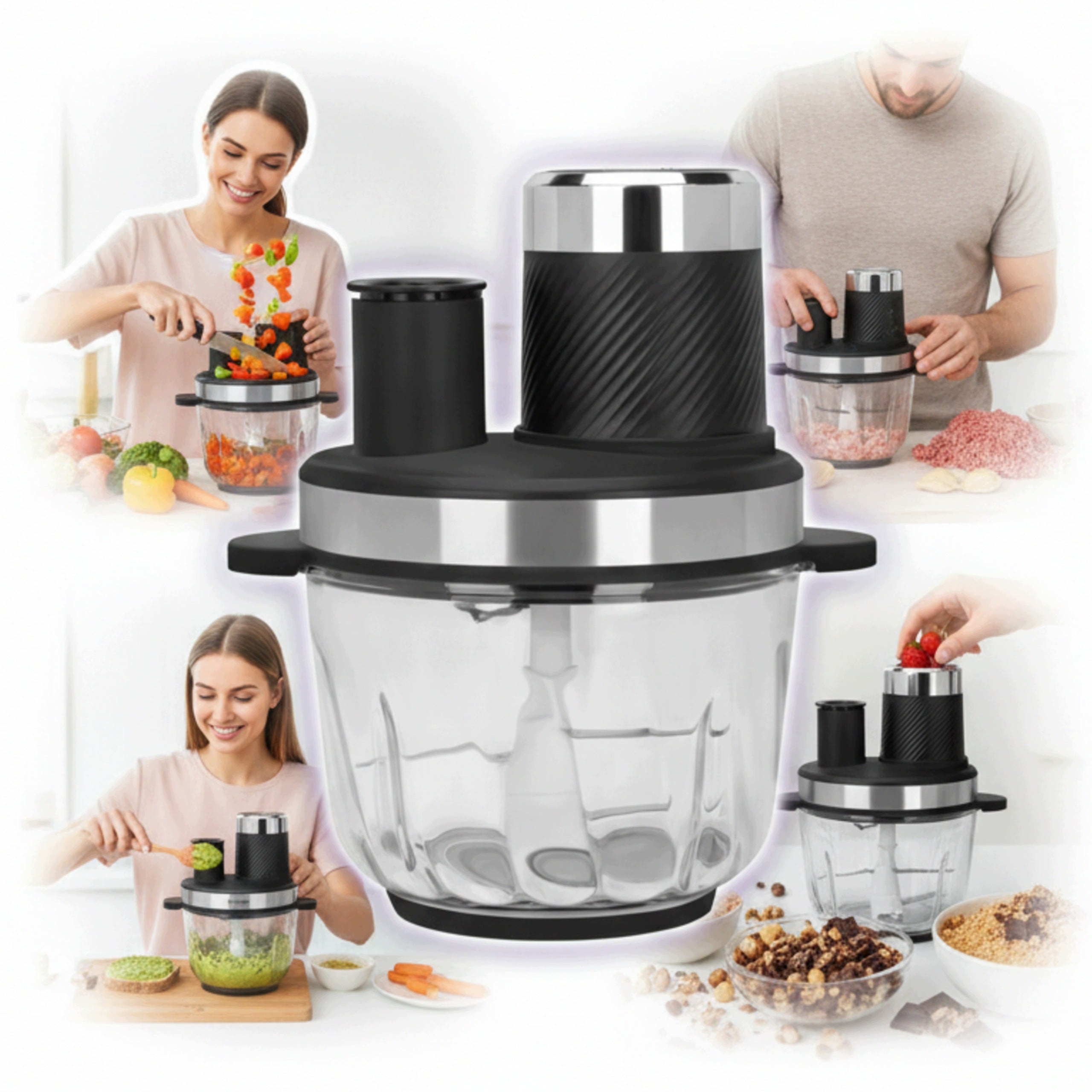 ELECTRIC SHREDDER 3L 550W 4 BLADES FOR VEGETABLES AND MEAT