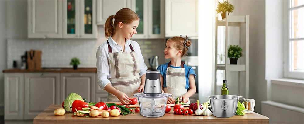 ELECTRIC SHREDDER 500W 2 LIDS 2 BLADES FOR HOME KITCHEN Dominant color silver