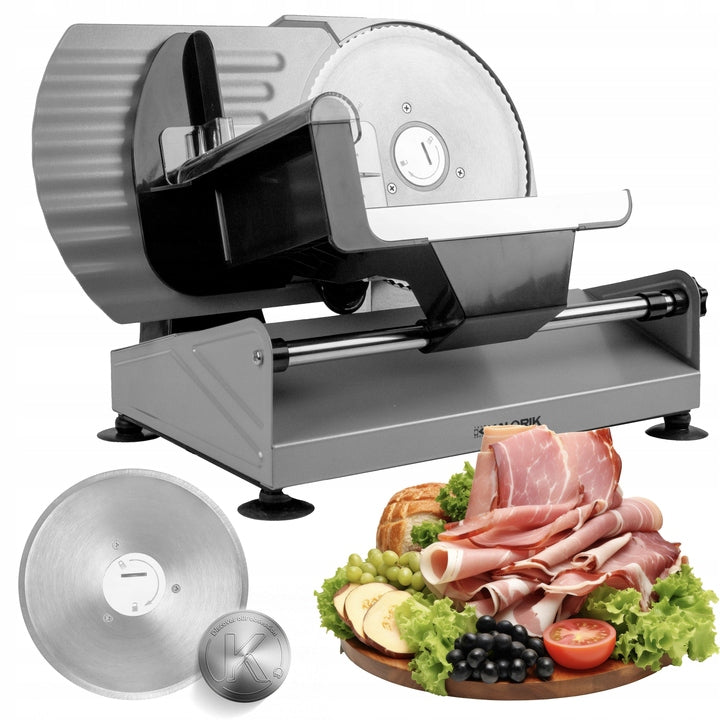 ELECTRIC SLICER 220W METAL TWO INTERCHANGEABLE BLADES ADJUSTABLE Packaging status original