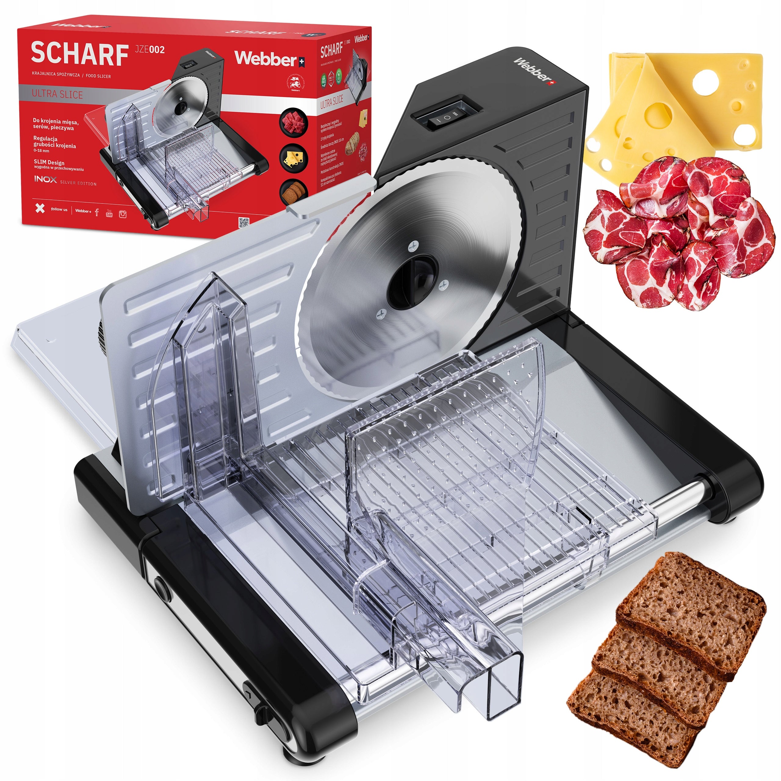 ELECTRIC SLICER WEBBER INOX 160W FOR BREAD COLD CUTS CHEESE REGULATION