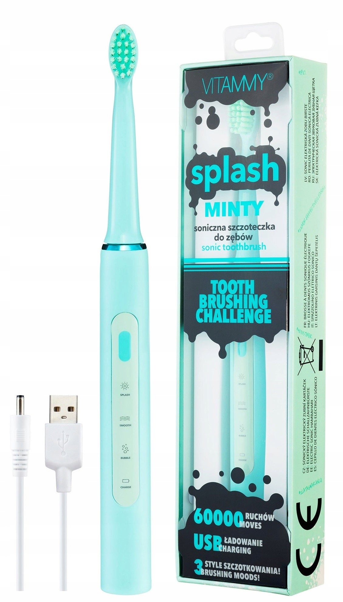 ELECTRIC SONIC TOOTHBRUSH FOR CHILDREN 8+ VITAMMY SPLASH USB