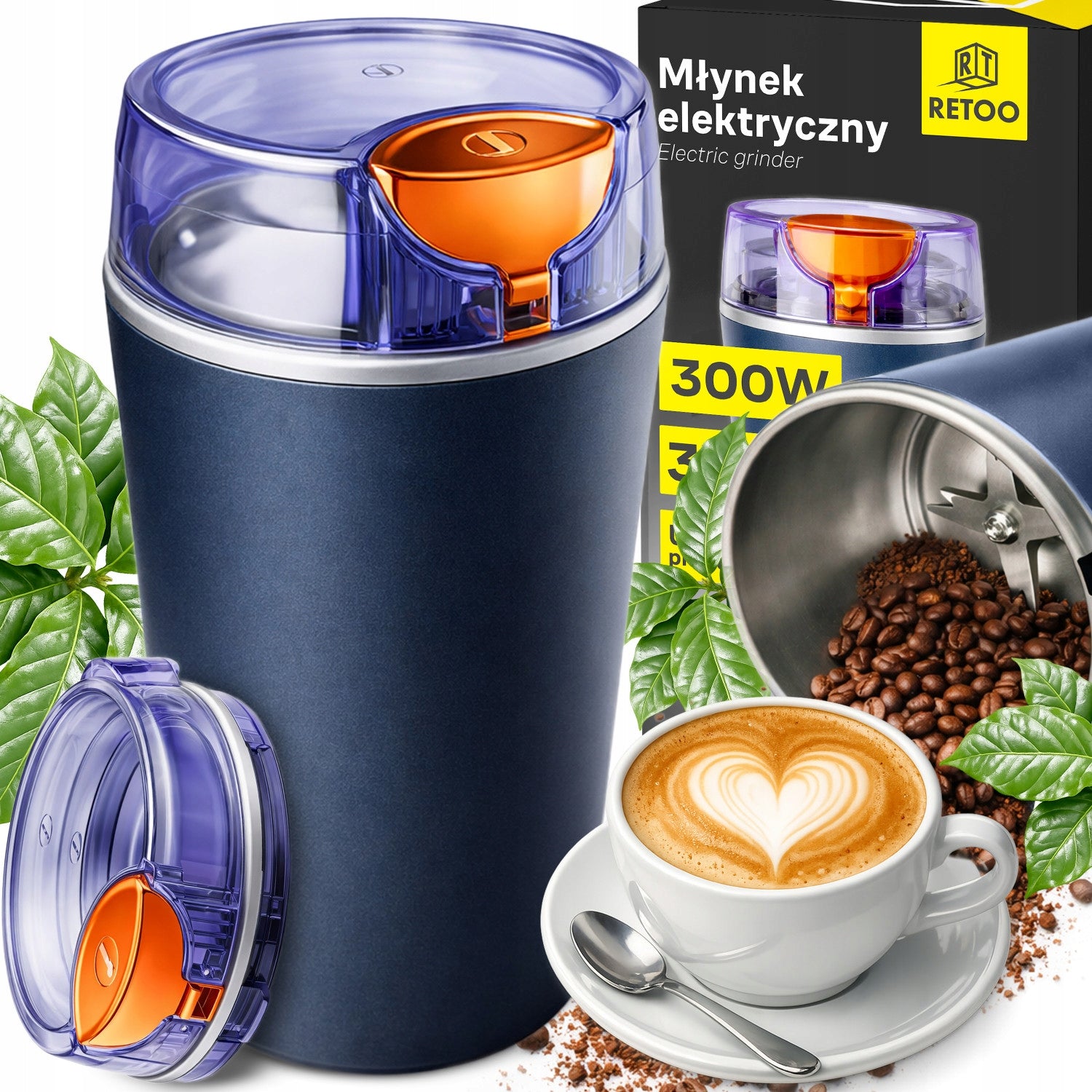 ELECTRIC SPICE NUT COFFEE GRINDER 3IN1 STRONG 300W POMEGRANATE Packaging status original