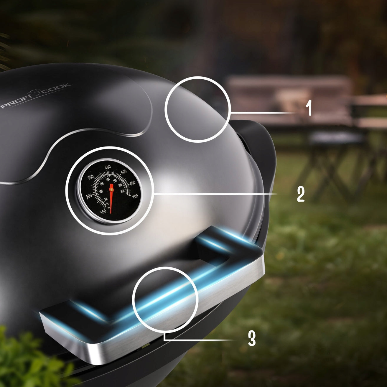 ELECTRIC STANDING AND TABLE GRILL WITH TEMP REGULATION PROFICOOK PC-BQS 1303 Dominant color black