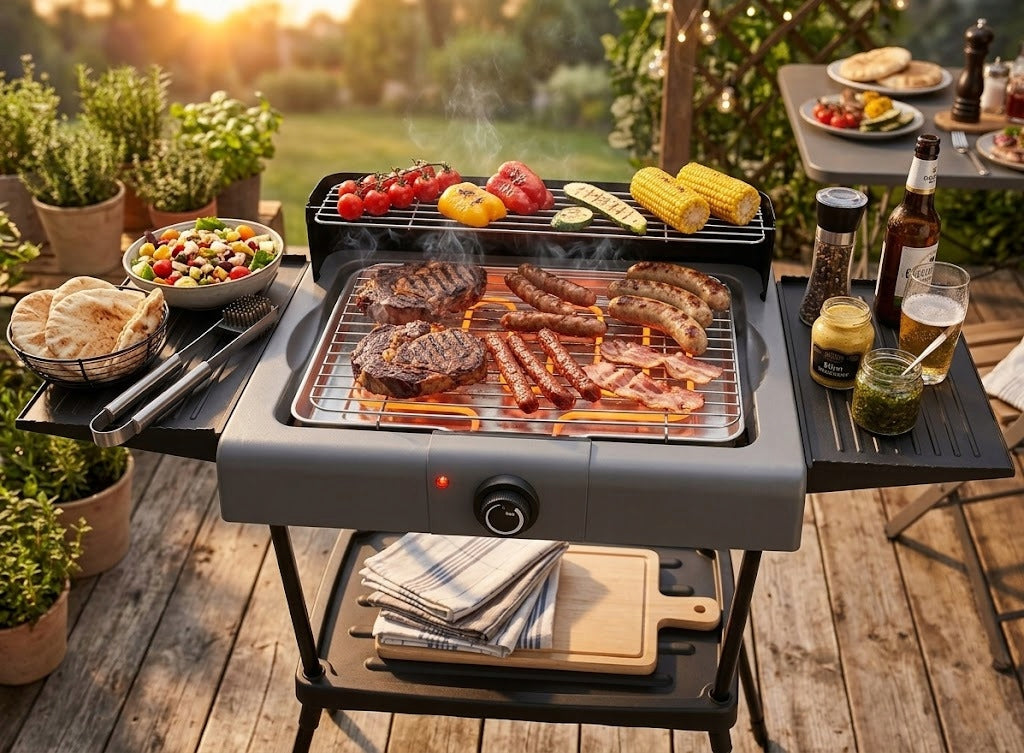 ELECTRIC STANDING GRILL For Garden And Kitchen TOASTER WITH FRAME 2400W SET Packaging status original
