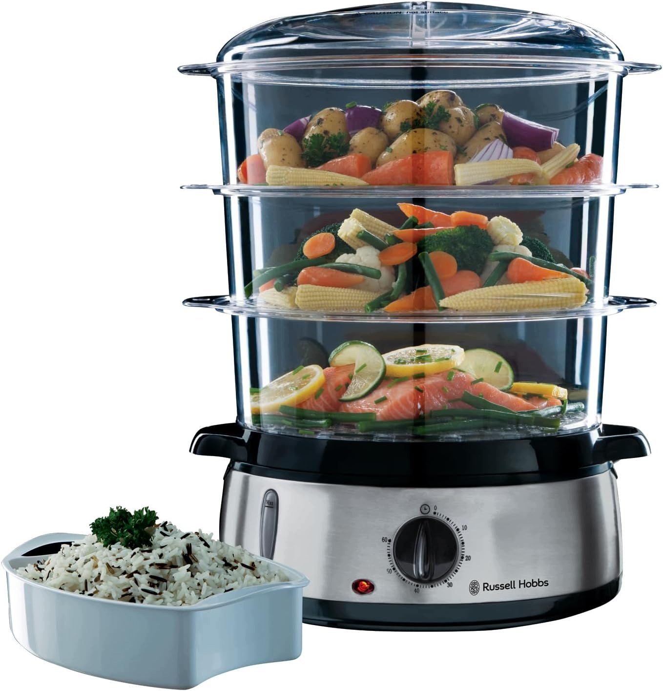 ELECTRIC STEAMER 9L 800W 3 LEVELS TIMER 60 MIN AUTOMATIC SHUTDOWN
