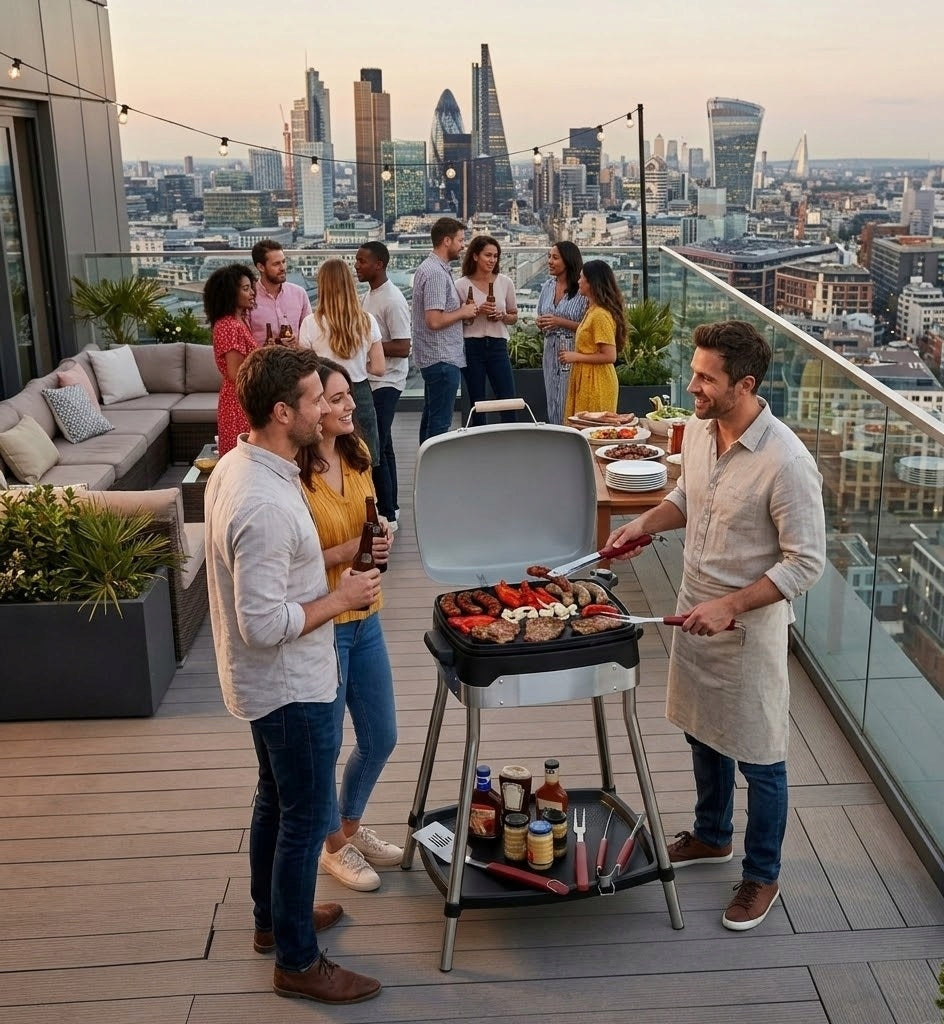 ELECTRIC TABLE GARDEN GRILL WITH COVER TEMPERATURE CONTROL 2500W Model GRILL STOŁOWY 2500W