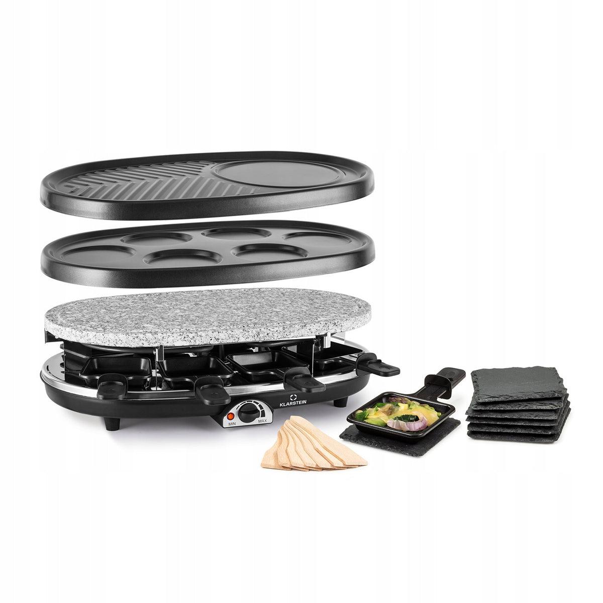 ELECTRIC TABLE GRILL 4IN1 RACLETTE PANCAKES 1500W 8 PEOPLE PANS