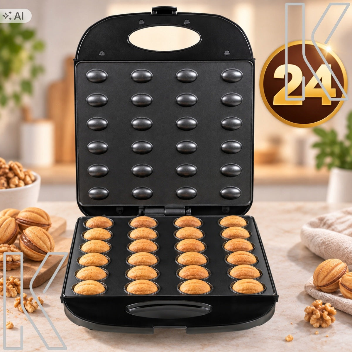 ELECTRIC TOASTER FOR PEANUT COOKIES NONSTICK COATING 1600W Manufacturer code OPIEKACZ DO CIASTEK FORMA 24 SZT. ORZECHÓW