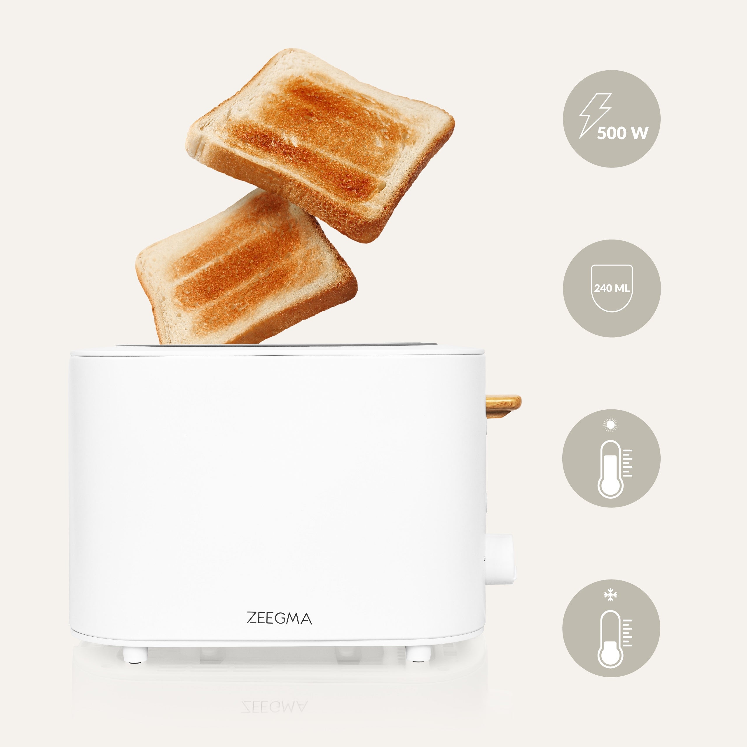 ELECTRIC TOASTER for Toast TOASTER WHITE 820W 6 levels 3modes Brand Zeegma