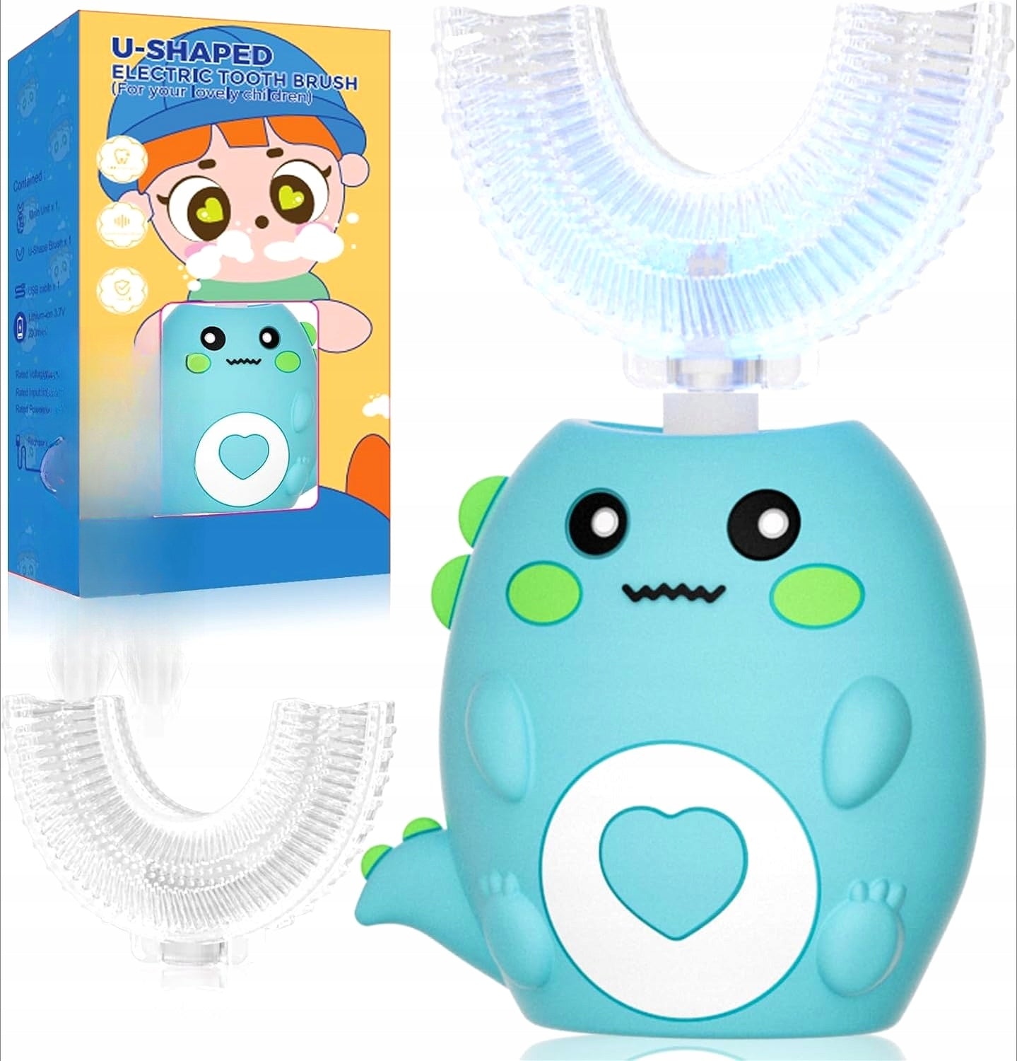 ELECTRIC TOOTHBRUSH FOR CHILDREN IN THE SHAPE OF THE LETTER U BLUE