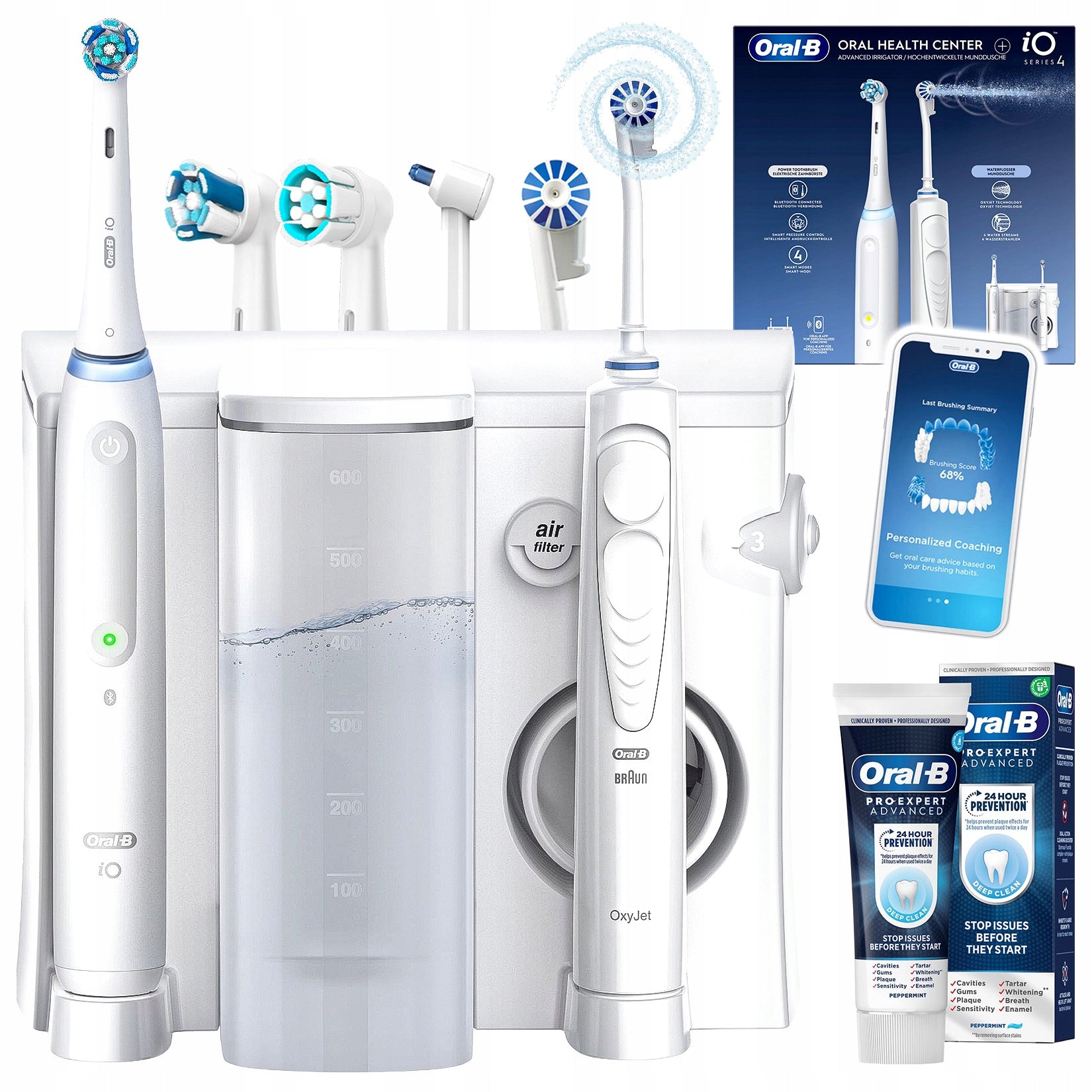 ELECTRIC TOOTHBRUSH Oral-B iO 4 + IRRIGATOR Health Center OxyJet + NOZZLES