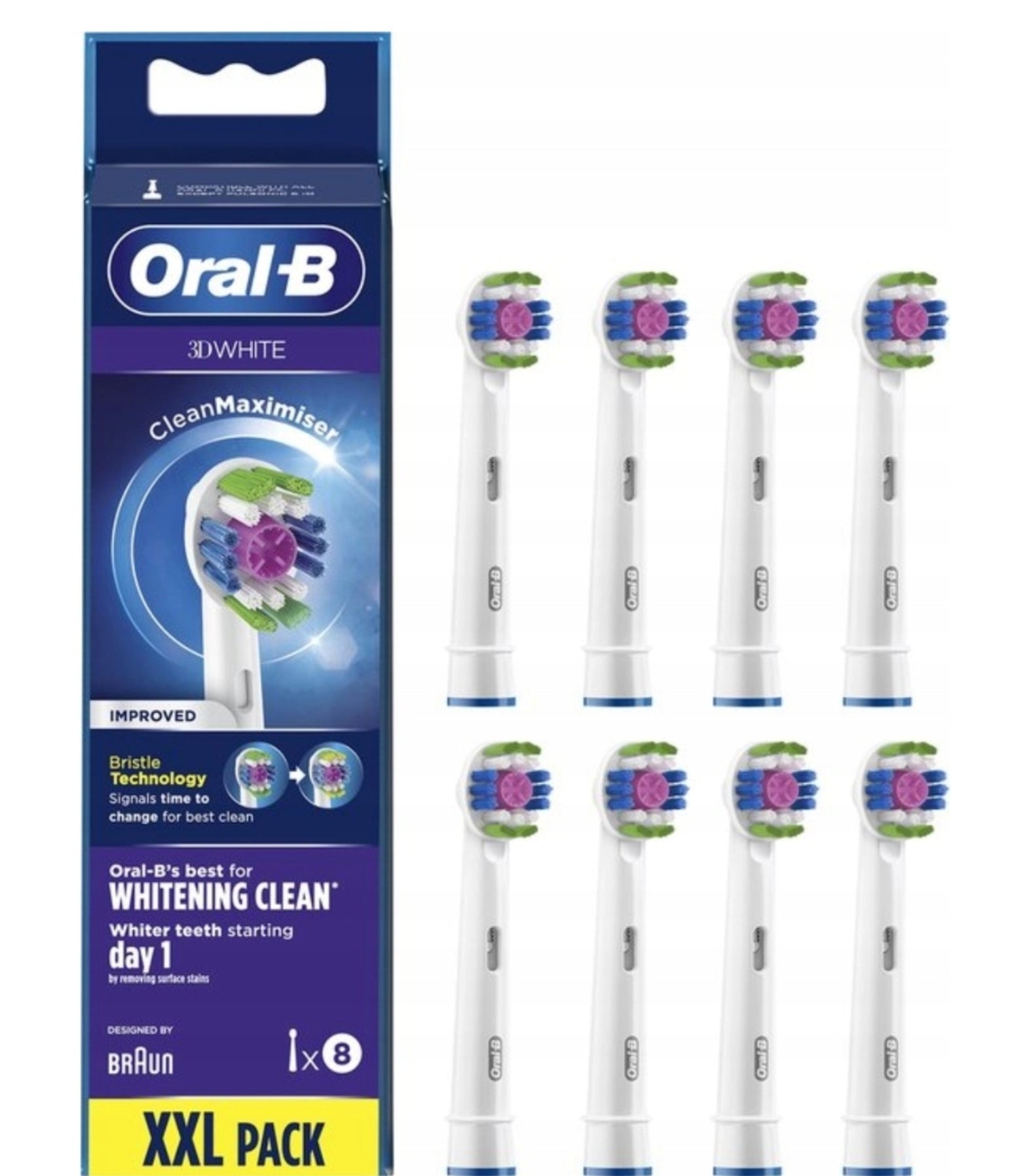 ELECTRIC TOOTHBRUSH TIPS Braun ORAL-B 3D WHITE EB18 8 PCS
