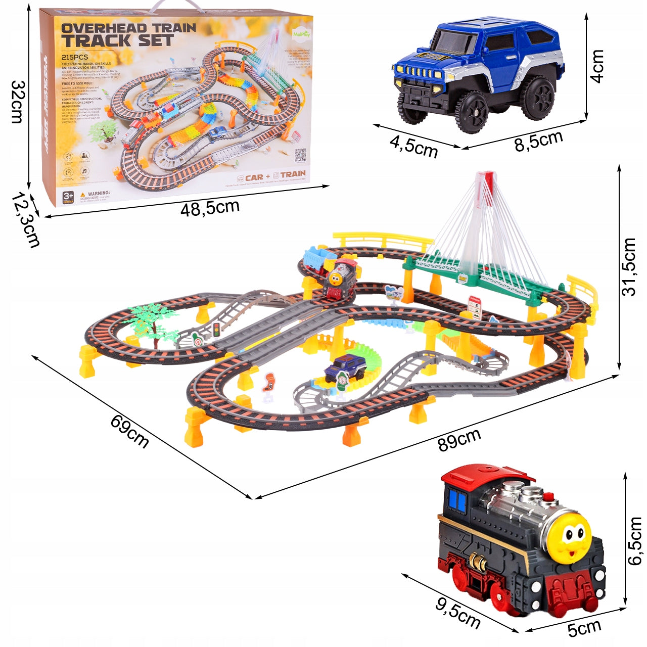 ELECTRIC TRAIN LOCOMOTIVE 700CM LENGTH 2 RAILWAY TRACKS Packaging status original