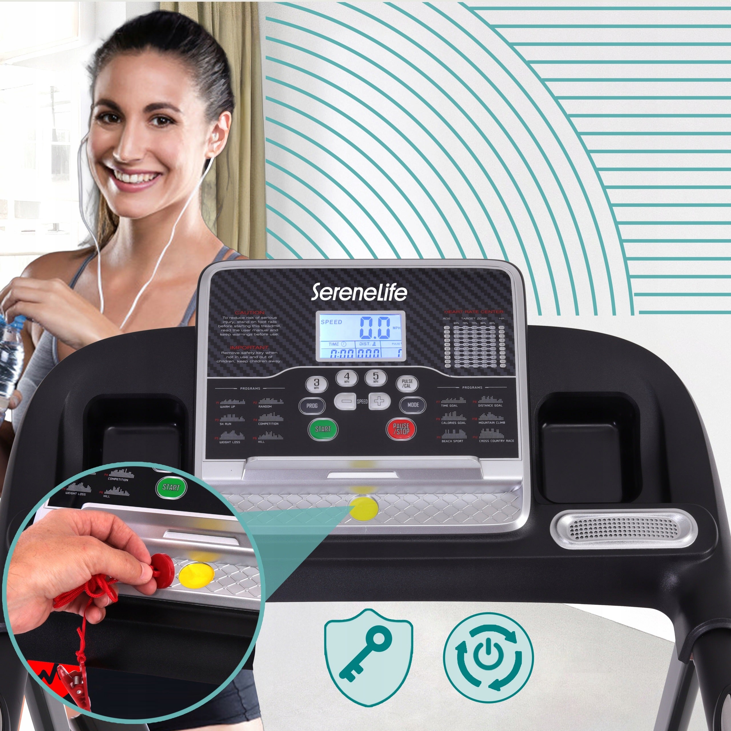 ELECTRIC TREADMILL SERENELIFE SLFTRD26BT BLUETOOTH – FOLDABLE UP TO 140 kg Brand Serenelife