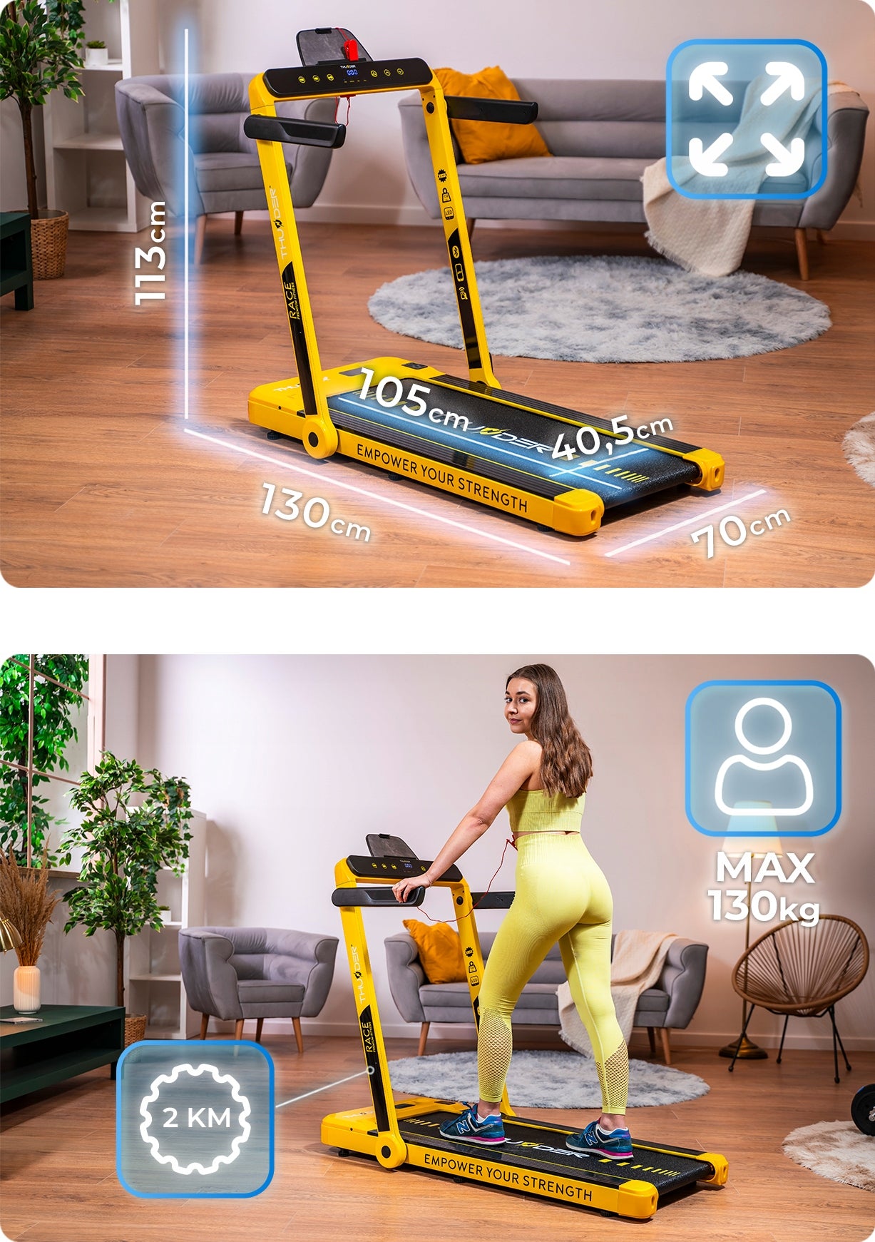 ELECTRIC TREADMILL THUNDER RACE FOLDING UNDER BED WALKINGPAD 2 FUNCTIONAL Packaging status original