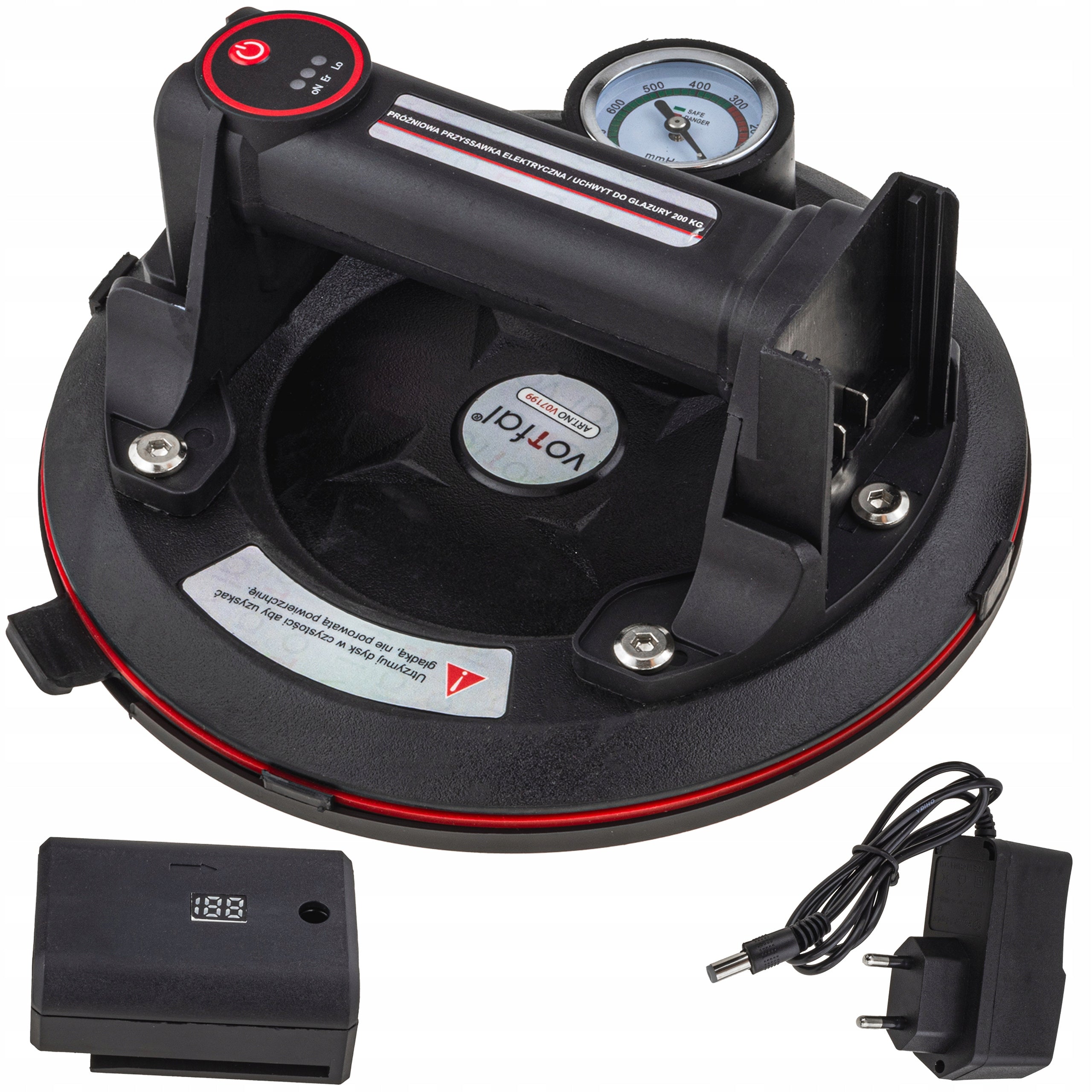 ELECTRIC VACUUM SUCTION CUP WITH PRESSURE GAUGE FOR GLASS TILES 200KG Brand Vorfal