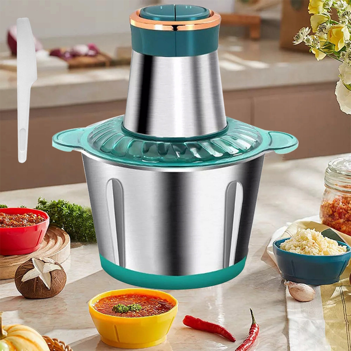 ELECTRIC VEGETABLE FOOD SHREDDER MEAT MIXER STAINLESS STEEL 2L Brand no brand