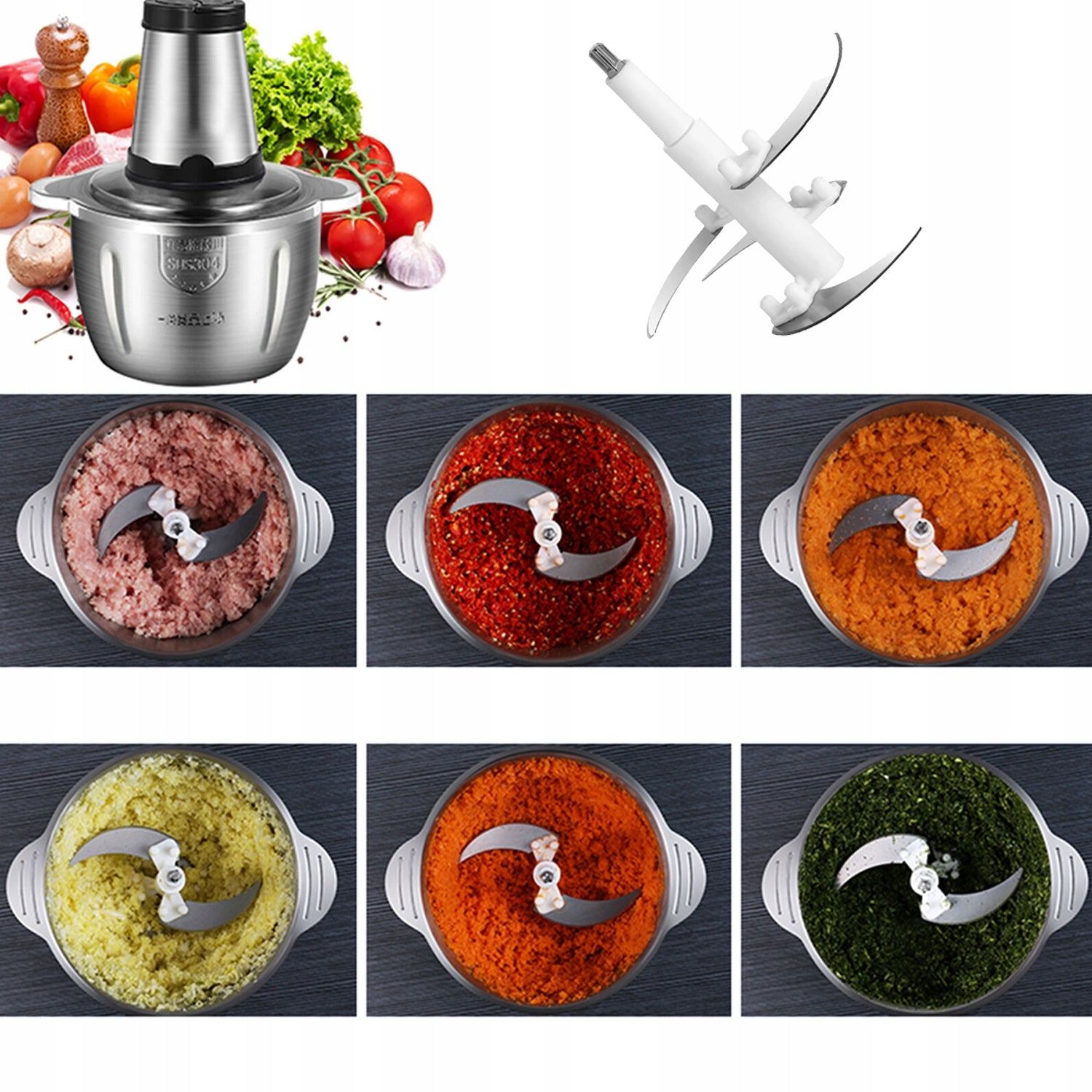 ELECTRIC VEGETABLE FOOD SHREDDER MEAT MIXER STAINLESS STEEL 2L Brand no brand