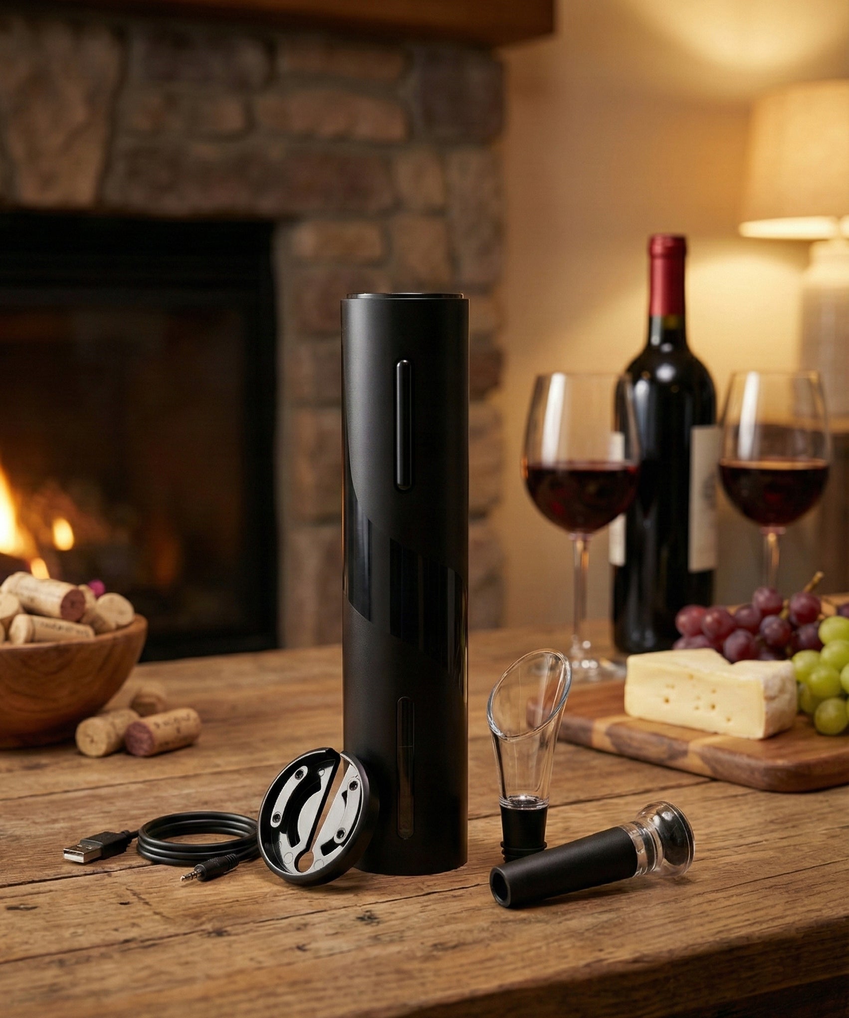 ELECTRIC WINE OPENER CORKSCREW GIFT ENGRAVING WEDDING WOMEN'S DAY Packaging status original