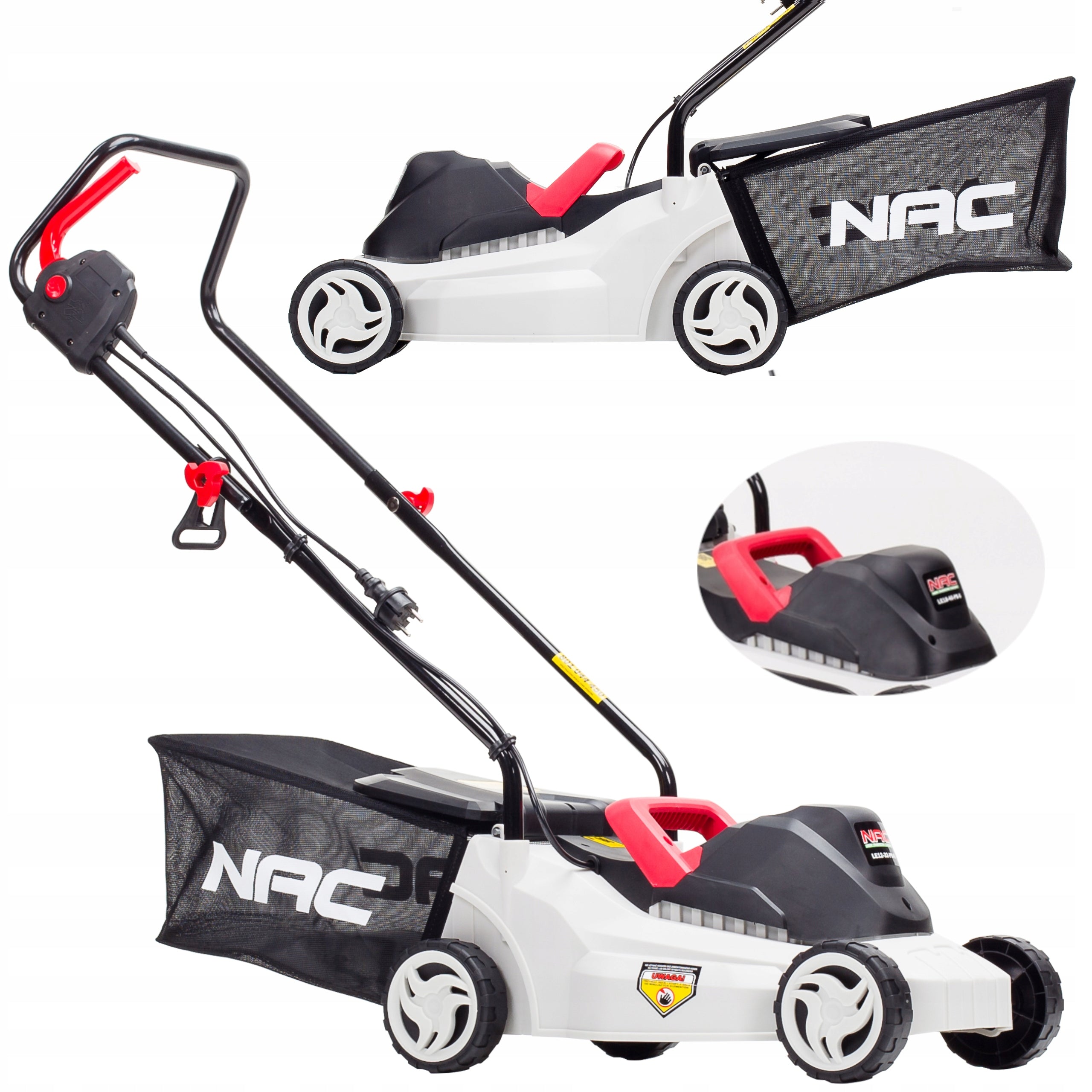 ELECTRIC mower NAC 32 cm 1200 W Lightweight 2in1 DURABLE Large basket 30 l Basket with a basket