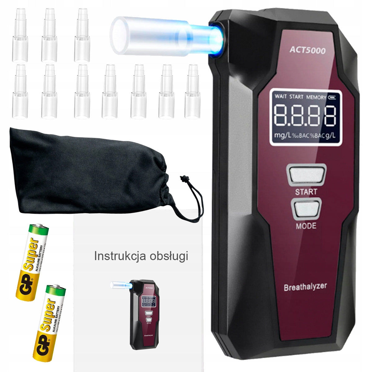 ELECTROCHEMICAL BREATHALYZER + MOUTHPIECES CALIBRATION PRO PRECISE POLICE PLUS Packaging status original