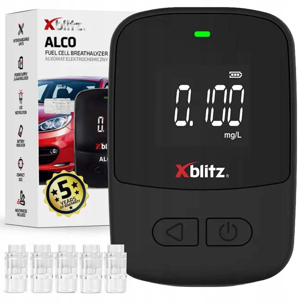 ELECTROCHEMICAL BREATHALYZER XBLITZ ALCO + 5 MOUTHPIECES