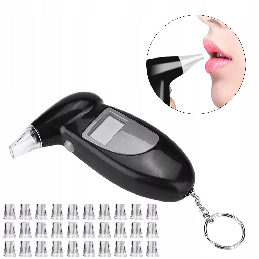 ELECTRONIC BREATHALYZER LCD DIGITAL ELECTROCHEMICAL MOUTHPIECES KEYCHAIN SMALL