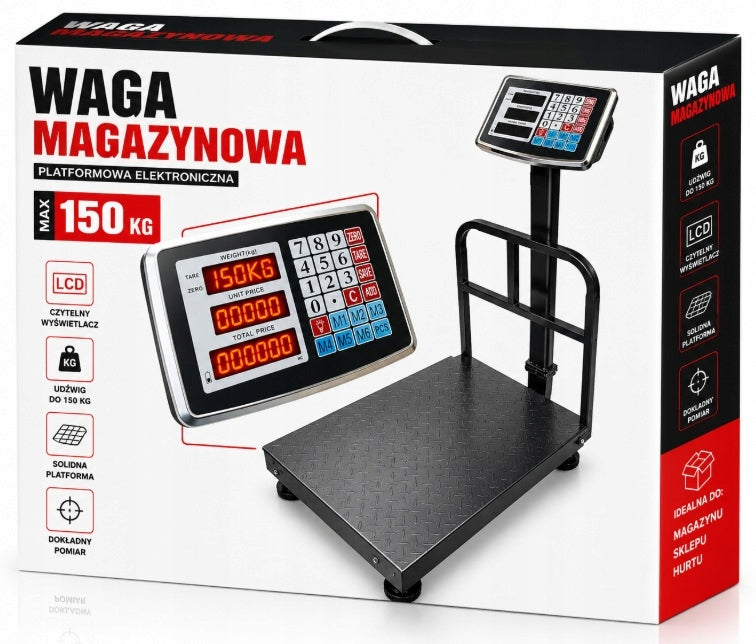 ELECTRONIC STORAGE SCALE PLATFORM SHOP LARGE SOLID UP TO 150KG Power supply battery and mains