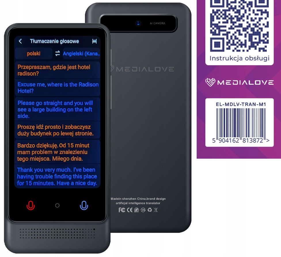 ELECTRONIC TRANSLATOR Polish OFFLINE without internet CAMERA polish menu Wifi