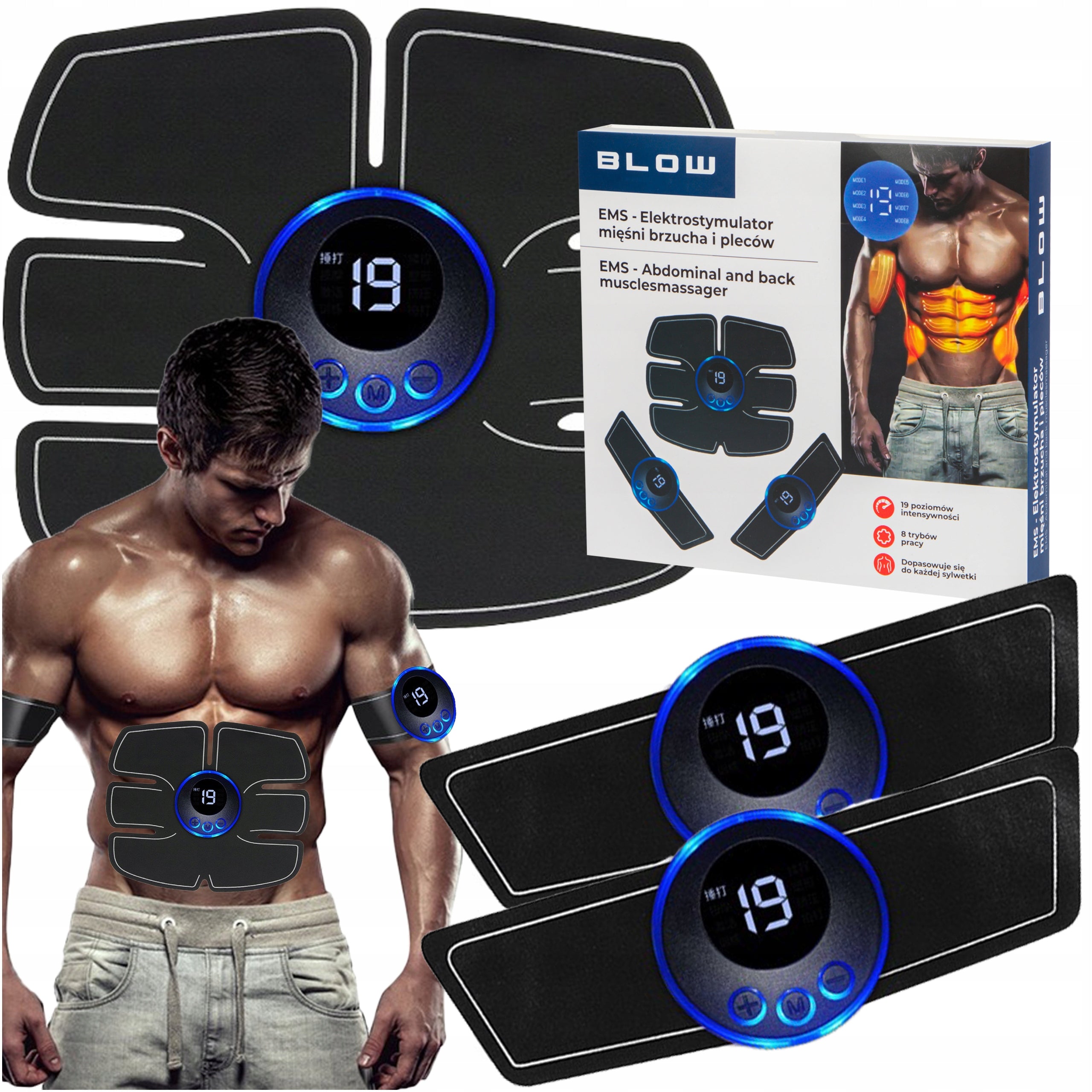 ELECTROSTIMULATOR EMS ABDOMINAL MUSCLES BACK BUTTOCKS LEG MASSAGER 3X