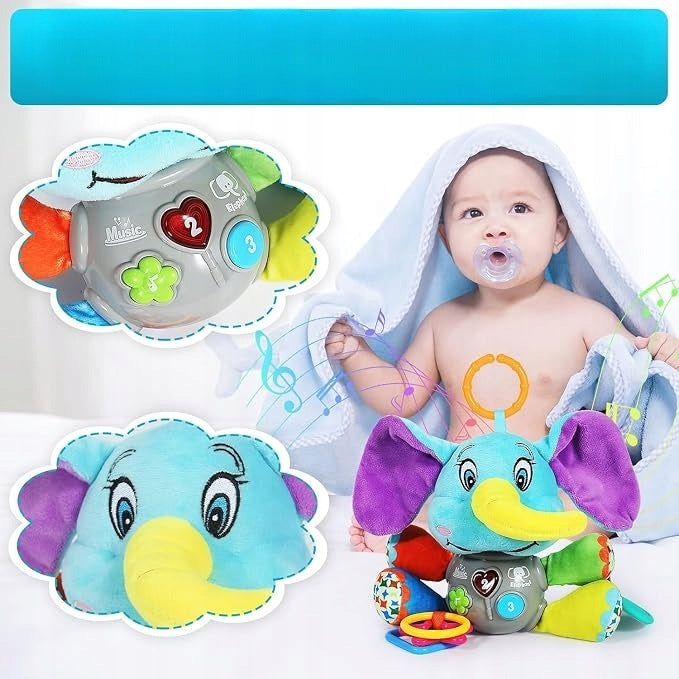 ELEPHANT INTERACTIVE MUSIC PLUSH EDUCATIONAL RATTLE TEETHER Kind interactive stuffed toys
