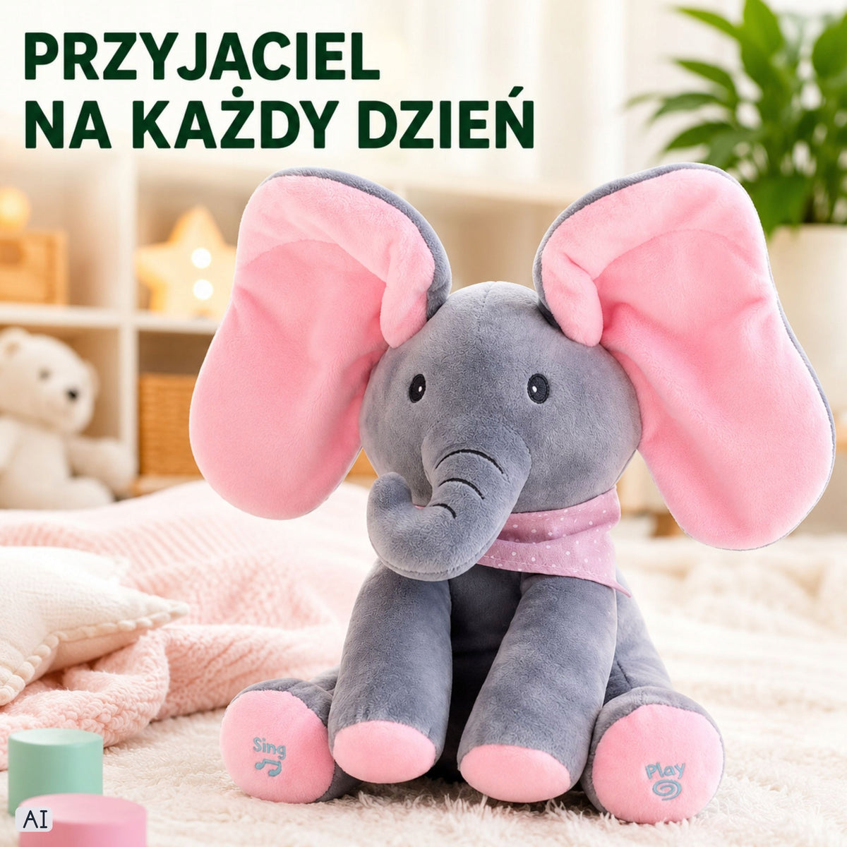 ELEPHANT SINGING PLUSH TOY INTERACTIVE ELEPHANT FOR BABY GIFT Packaging status original