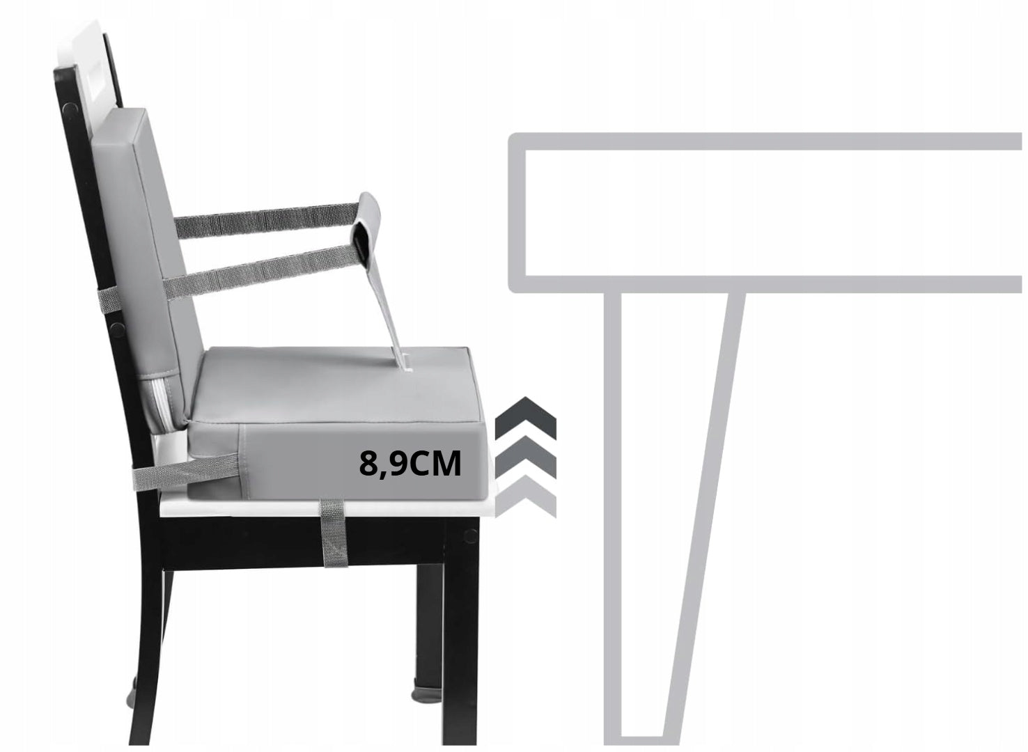 ELEVATING SEAT FOR CHILDREN CUSHION CHAIR BACK WITH BELT GREY Manufacturer code FOTELIK PODWYŻSZAJĄCY STREFAZAKUPÓW